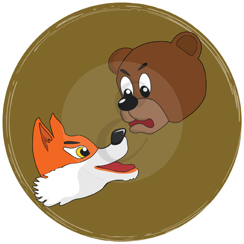 The bear tricked by the fox tale illustration