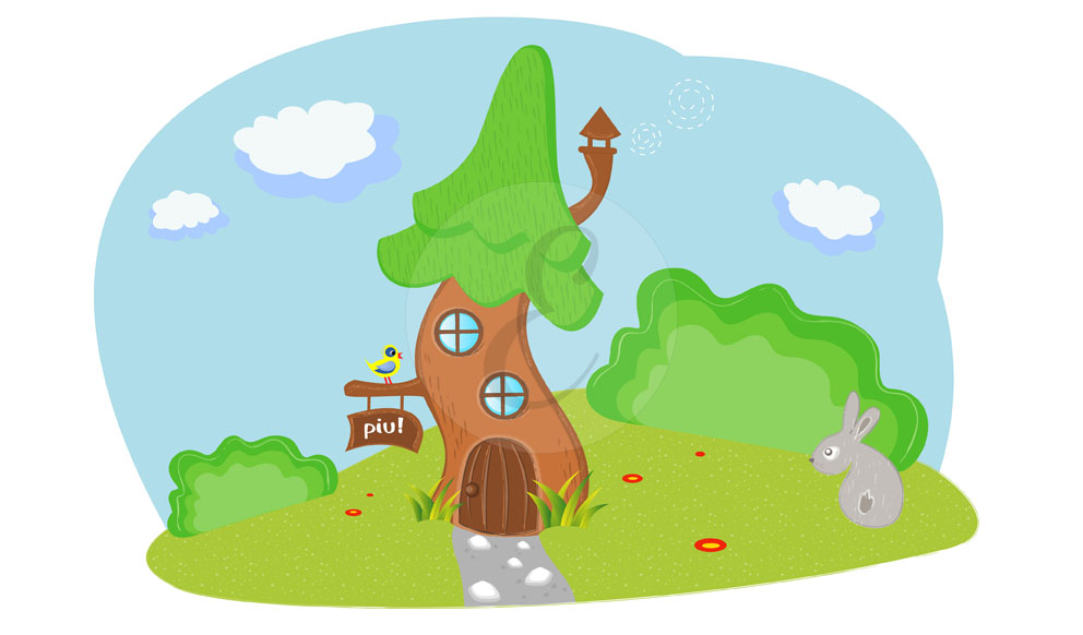 The pine-tree house vector illustration