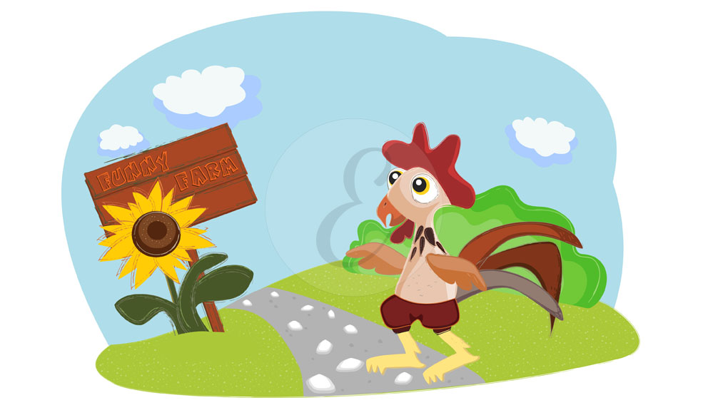 Hen goes to Funny Farm vector illustration